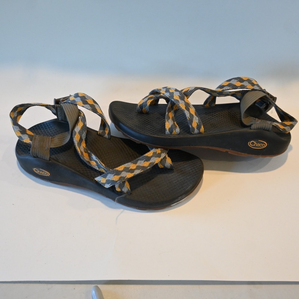 Chaco Womens 8 Golden Quilt Yellow Gray Strap Outdoor Active Walking Sandals